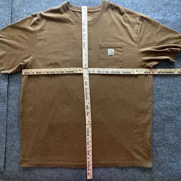 Carhartt T-Shirt Menβs 2XL Tall Brown Original Fit Pocket Workwear Heavyweight - Picture 6 of 10